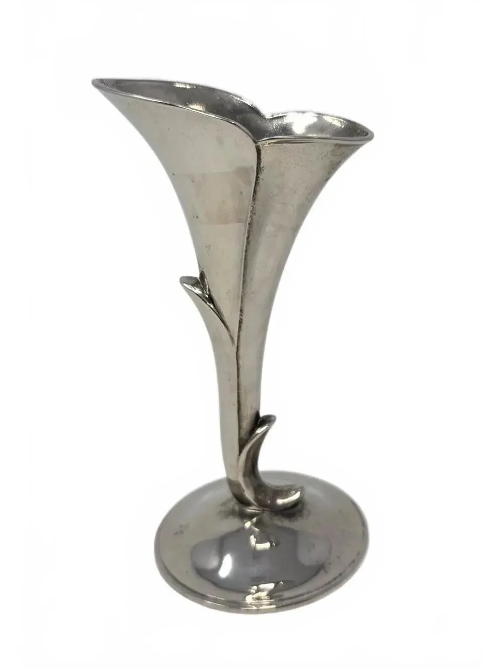 Vintage Silver Plated Calla Lily Bud Vase Art Nouveau Style Soliflore 5